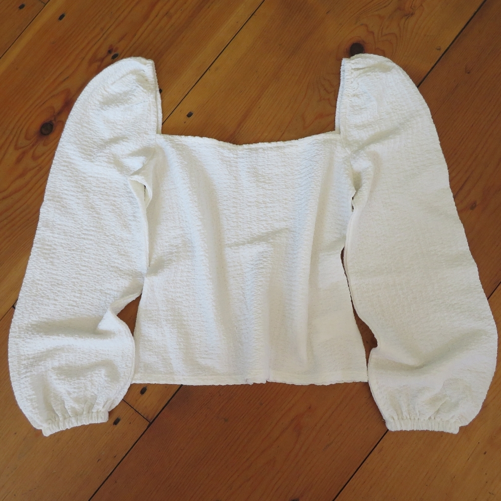 Express White Square Neck Peasant Top, Size M